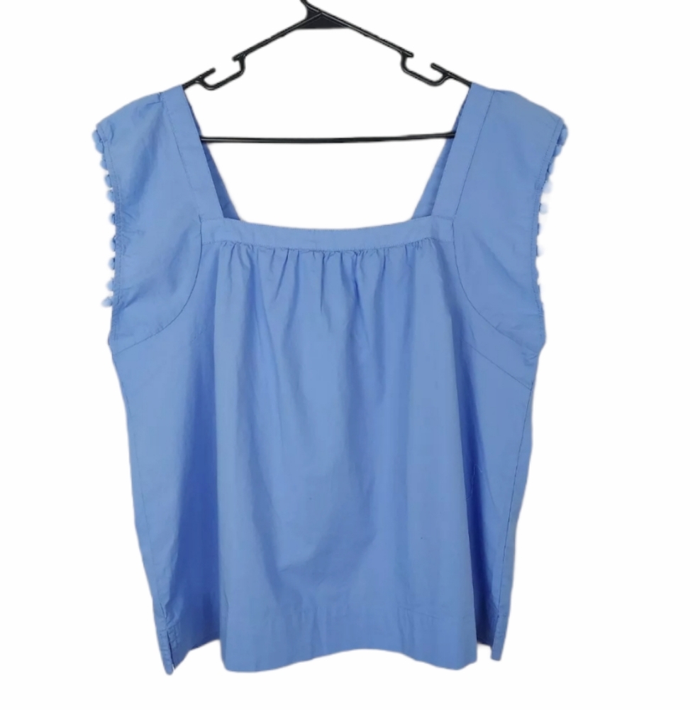 NWT J Crew Poplin Pompom Blouse